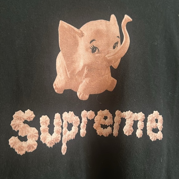 Supreme Black Tee with Pink Elephant Design - Picture 6 of 6